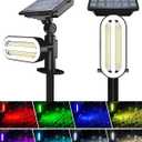 Solar Spot Lights Outdoor, IP65 Waterproof, Dusk to Dawn Color Changing Spotlights, Solar Powered Christmas Lights for Outside Garden Decorations, Multicolor, 2 Pack