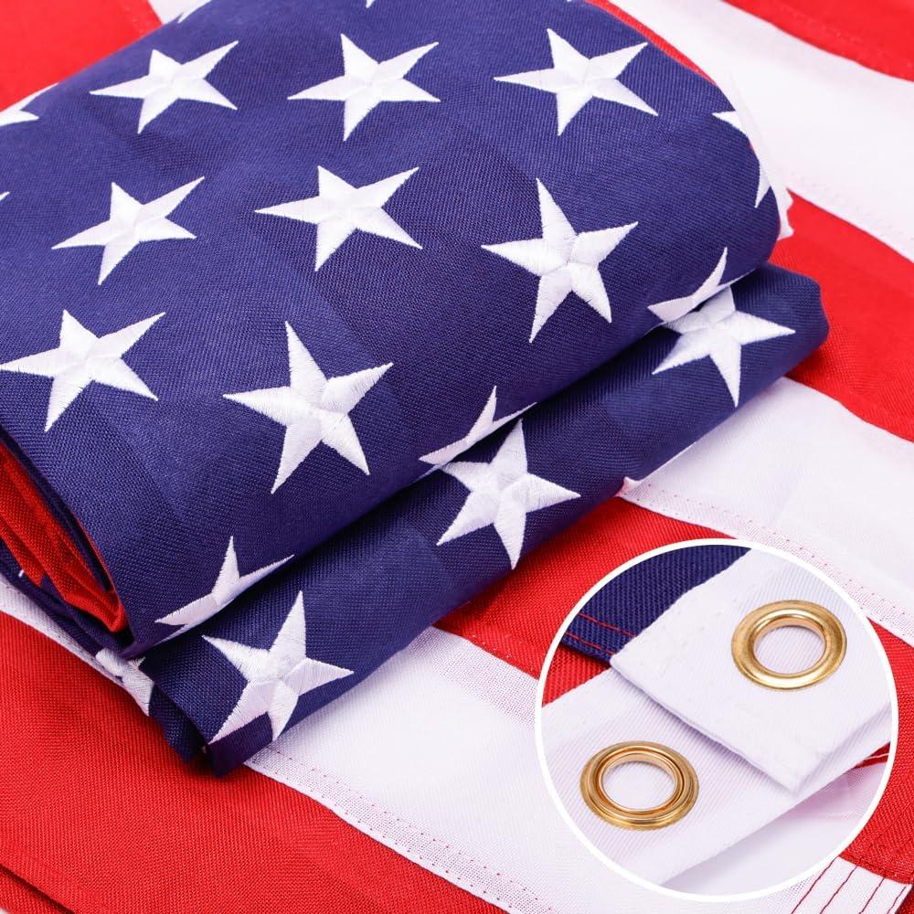 American Flag For Outside 3x5 Ft-TearProof Series USA Outdoor Flags,Heavy Duty Durable Longest Lasting Spun Polyester, Embroidered Stars,Sewn Stripes, Solid Brass Grommets, Water Resistant,High Wind US Outdoor Indoor Flags