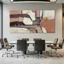Grey Canvas Wall Art, Brown Trendy Abstract Art Wall Decor for Room, Aesthetic Pictures for Dining Room Wall, 29" x 58" Wooden Framed