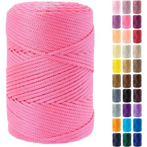2.5mm x 185 Yards Premium Polyester Macrame Cord 2.5mm Polypropylene Cord for Knitting and Crocheting Hats, Bags, Purses, Shoes, Carpets, Basket, Plant Hangers, DIY Crafts -Sherbet Pink