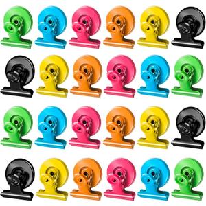 Grtard 24pack Magnetic Clips, Cute Magnet Clips for Fridge, Colorful Magnetic Clips Heavy Duty, Strong Magnetic Clip Magnets, No-Scratch Magnetic Clips for Refrigerator, Whiteboard, Locker, Classroom