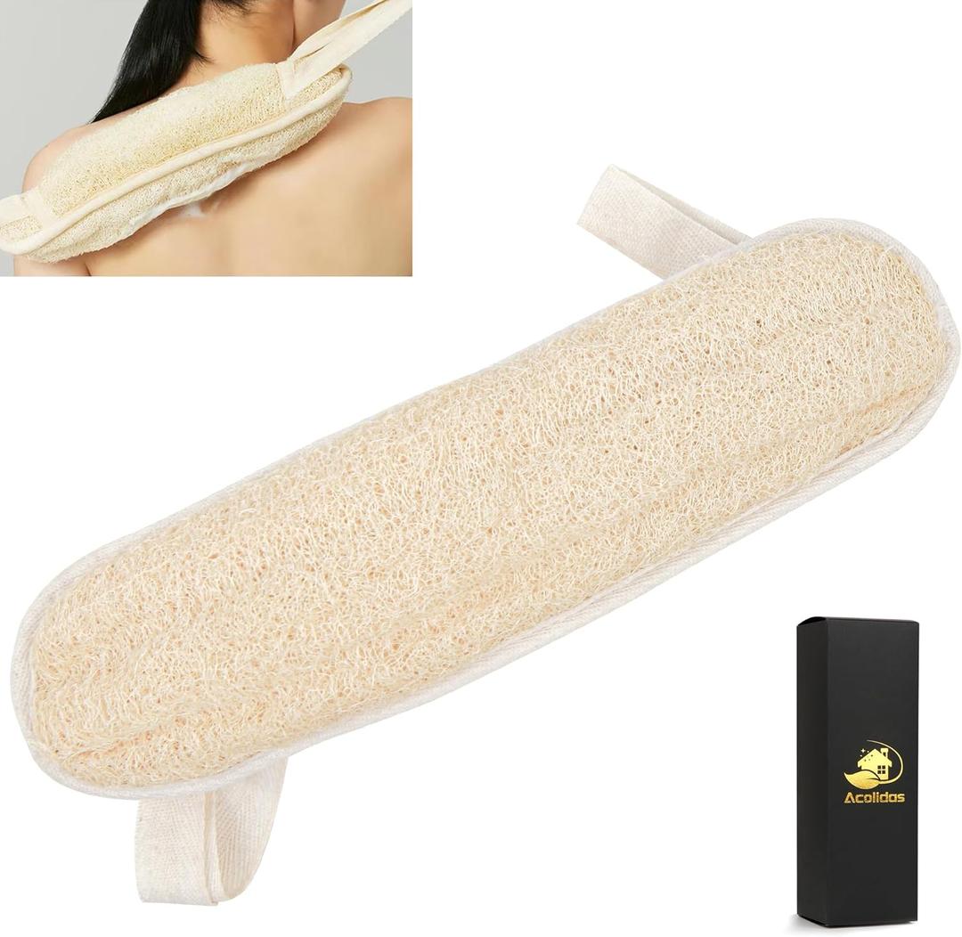 Natural Loofah Back Scrubber Long loofa for Shower Bath with Handles, Exfoliating Luffa Body Sponges Back Scrub Exfoliator for Dead Skin Remover Body Exfoliation Back Washer for Men Women, 40 Inch