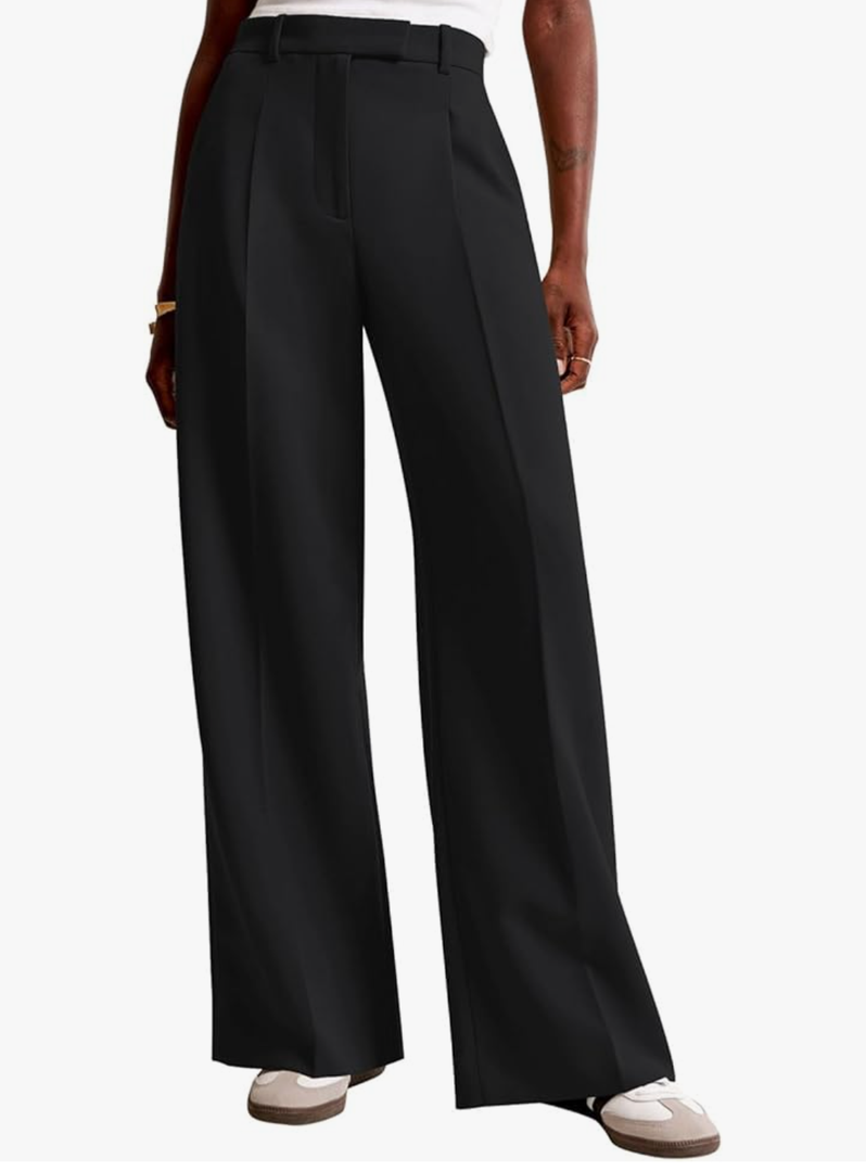 NIMIN Women Wide Leg Pants High Waisted Business Casual Work Trousers Dressy Pants with Pockets L