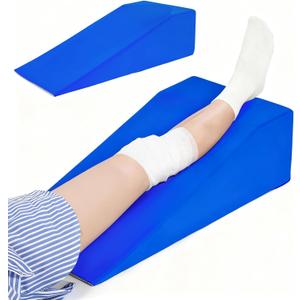 Knee Wedge Pillow | Leg Pillow Elevation Blood Circulation | Foam Wedge for Elevating Leg Machine Washable Removable Cover | Knee Elevation Pillow Post Surgery (Blue)