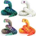 uyrzwek 4 Pcs 12in 3D Printed Snake Toys, 3D Printed Animals, Flexible 3D Printed Snake Stuff, Decorative for Boys Kids Home Decor Christmas Fidget Toys Gifts Halloween Decorations