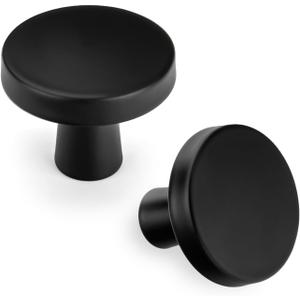 goldenwarm 5 Pack Matte Black Cabinet Knobs for Kitchen Hardware Handles Round Dresser Drawer Knob for Closet Bifold Modern Cabinets Pulls,1.27 Inch