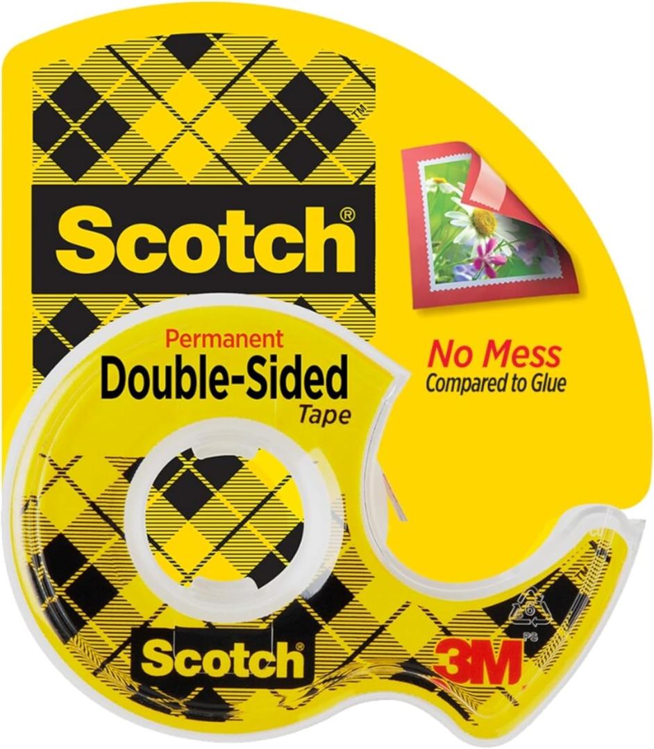 Scotch Double Sided Tape with Tape Dispenser, Office and School Supplies for Arts and Crafts, Alternative to Scrapbooking Tape, 0.75 in. x 400 in., 1 Tape Roll with 1 Tape Dispenser