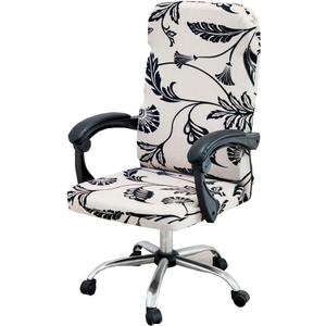 Stretch Office Chair Cover Slipcover, Soft Fit Universal Desk Rotating Chair, High Back Computer Chair, Removable Washable Anti-Dust Spandex Chair Protector Cover with Zipper (No Chair)(01, M)