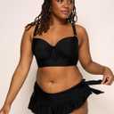 Plus-Size Full-Busted Supportive Underwire Swimsuit Bikini Top (Black, XL, 38D)