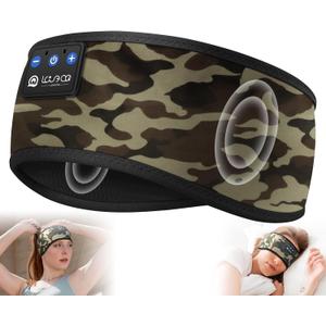 LOVE EYE Sleep Headphones Wireless Headband Headphones Bluetooth 5.4 for Side Sleeper Bluetooth Headband Earphones for Sports for tech Gadgets Gifts (Camouflage Brown)