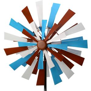22.8" W x 82" H Large Wind Spinners Outdoor, Metal Windmill Yard Art, 360 Degree Rotation Heavy Duty Kinetic Wind Sculpture with 5 Prong Stake, Double Blades for Garden Decor
