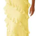 Wenrine Womens Sexy Chiffon Halter Maxi Dress Sleeveless Backless Ruffle Tassel Party Club Dresses (Medium, Yellow)