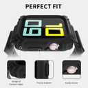 ExoGuard Designed for Apple Watch Bands 42mm 44mm Series with Case, Sports Style Replacement Band Strap Shockproof with Bumper Case fits iWatch Series 7/6/5/4/3/2/1/SE - Black