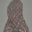 Sleeveless Rhinestone Dress Mesh Transparent Sexy Backless Singer Stage Party Birthday Elegant Evening Dress (Small, Silver)