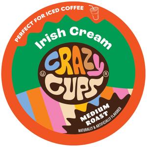 Crazy Cups Irish Cream Coffee Pods, Flavored Coffee Pods In Single Serve Cups Compatible With Keurig K Cups Machine, 22 Count, Best By: 02/17/27