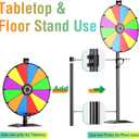 24" Prize Wheel - Dual Use Tabletop or Height Adjustable Floor Stand Heavy Duty Spinner Wheel of Fortune with 12 Slots & Dry Erase & Eraser for Carnival, Trade Show, Fortune Spinning Game