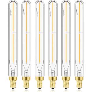 E12 Long Tubular Light Bulbs,4W Led Edison Bulbs Soft White 3000K,400lm,7.3Inch,40Watt Candelabra Incandescent Bulbs Equivalent Vintage LED Filament Edison Candle Bulbs,6Pack.