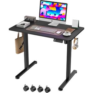 Monomi 35" x 24" Small Electric Standing Desk,Whole Piece Desktop,Black