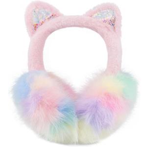 XIAOHAWANG Winter Earmuffs for Kids Girl Warm Ear Muffs Baby Boy Plush Padded Ear Warmer (One Size) E-Pink