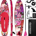 SANTASUP Inflatable Stand Up Paddle Board for Adults with Paddleboard Accessories, Sup Paddle, Double Action Hand Pump, Travel Backpack, Leash, Inflatable Sup Yoga Board 10'6"  Paddle Board, Sup Board With Accessories, Non-Slip Deck, Travel Backpack Wide Stance, 2#BERRY BLUE