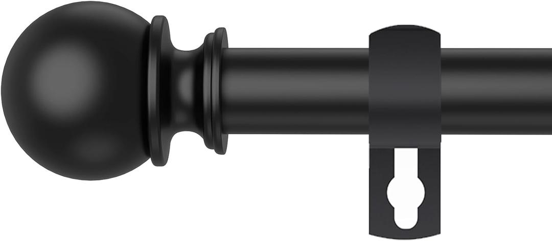 Curtain Rod Set for Windows 28 to 60 Inch - 5/8'' Black Heavy Duty - Decorative Window Curtains Rod with Brackets for Kitchen, Bathroom, Sliding Cafe Curtain Rods Door (30-60"(1 Pack))