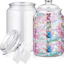 mwellewm 2 Pc Candy Jar with Lids 1 Gallon Large Candy Containers with Spoon Clear Plastic Cookie Dispenser Airtight Apothecary Storage Organization Snack Buffet Bar Dish for Wedding Home Classroom