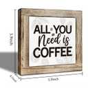 Coffee Bar Decor, All You Need is Coffee Decoration Sign, Square Wood Block Sign Table Decoration, Freestanding Home Decor, Rustic Wood Signs for Kitchen Cafe Bar 5.95.9 inch