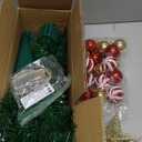 3FT Green Christmas Tree Tinsel with 50 Warm White & Multi Color Fariy Light 3D Star 15 Ball Ornament, 12 Light Modes Timer Battery Operated Small Artificial Full Xmas Tree Table Indoor Holiday Decor