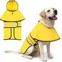 KOOLTAIL Dog Raincoat Hooded Slicker Poncho with Leash Hole, Raincoat for Large Dogs, Waterproof Doggie Rain Jacket with Reflective Strip, Adjustable Breathable Rainwear-Yellow Solid (Large (Pack of 1))