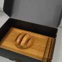 SMIRLY Wood Cutting Boards for Kitchen Wooden Chopping Board Set Reversible with Deep Juice Grooves Grip Handles, Large Charcuterie Tray, New Apartment Essentials, Carbonized Bamboo, 3Pcs with Holder