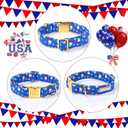 4th of July Dog Collar, Blue Flag Popsicle Patriotic Pet Collar with Metal Buckel, Adjustable Summer Holiday Dog Collars for Small Medium Large Dogs S