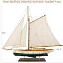 SAILINGSTORY Wooden Sailboat Model Ship, Green, 37" | 1930's Classic Yacht, Sailing Boat Decor
