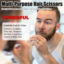 Premium Facial Hair Small Grooming Scissors For Men Women - Eyebrow, Nose Hair, Mustache, Beard, Eyelashes, Ear Trimming Kit - Rounded Tips Blades