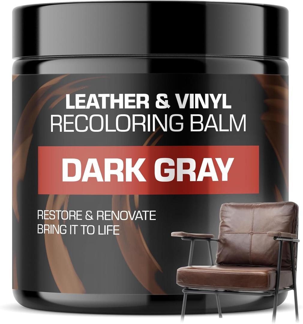Leather Recoloring Balm, Color Restorer, Scratch Remover, Couch Paint and Repair, Leather Balm for Couches (Dark Gray)