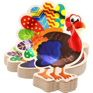 Fancy Land 50 Pcs Thanksgiving Paper Plates Kids 10 x 9 Inches Turkey Plates Disposable Dessert Dinner Heavy Duty Thanksgiving Party Supplies Dinnerware Bulk Retro