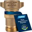 Camco Brass Marine/RV Water Pressure Regulator  Protects RV Kitchen Small Appliances, Plumbing & Hoses  Reduces RV Water Pressure to Safe & Consistent 40-50 PSI  Drinking Water Safe (40055) (No Size)