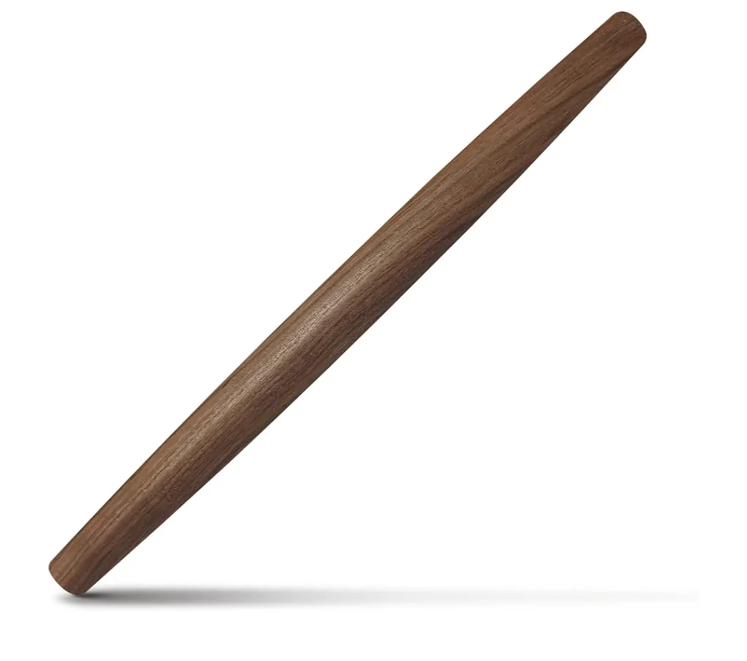 French Rolling Pin (17 Inches) –WoodenRoll Pin for Fondant, Pie Crust, Cookie, Pastry, Dough –Tapered Design & Smooth Construction - Essential Kitchen Utensil,Walnut Wood