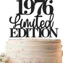 Limited EDITION 1976 Cake Topper - Black Glitter Happy 50th Birthday Party Cake Decoration Supplies, Cheer to 50 Years Cake Bunting Decor for 50th Birthday Party Photo Booth Props