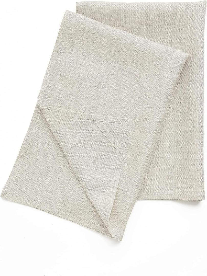 Solino Home Linen Kitchen Towels Set of 2 - Light Natural 17 x 26 Inch - 100% Pure Linen Kitchen/Tea Towels - Machine Washable and Handcrafted from European Flax