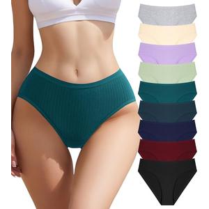 IROCUE Womens Underwear High Waisted Cotton Underwear for Women Pack High Leg Brief Soft Breathable Panties for Ladies Multicolor- L