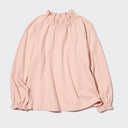 Womens Cotton Ruffle Shirt (Small, Pink)