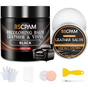 Black Leather Recoloring Balm with 100ml Mink Oil,Leather Couch Scratch Remover,Leather Repair kit for Vinyl Furniture and Car Interior,Leather Dye Paint,Mink Oil for Leather