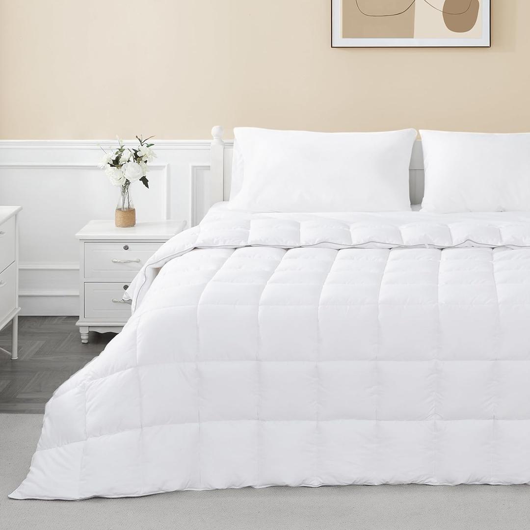 sunflower Comforter Duvet Insert Full Size White Down Alternative Filling 100% Cotton Shell All Season Hypoallergenic Warm Breathable Noiseless Machine Washable with Corner Taps