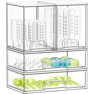 SpaceAid Bottle Storage Organizer Baby - Acrylic Bottles Station Organizer Container, Stackable Clear Drawers for Countertop, Vanity, Bathroom, Cabinet, Pantry Organization, 4 Pack, 2M2L, 14.4" H