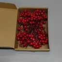 Fangoo 20 Pack 7 Inch Artificial Red Berry Picks for Christmas Tree Burgundy Red Berries Stems Holly Berry Branches Ornaments Wreath Crafts Wedding Holiday Season Winter Home Decor