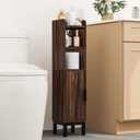 Small Bathroom Storage Cabinet, Corner Floor Cabinet with Door and Shelves, Narrow Toilet Paper Cabinet, Bathroom Organizer with Adjustable Shelf, for Small Spaces (Walnut) 

7.1"D x 7.1"W x 32.7"H