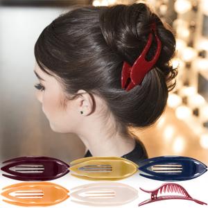 RC ROCHE ORNAMENT 6 Pcs French Concord Hair Clip Curved Thick or Thin Hair for Women No Slip Strong Grip Hold Side Slide Volume Claws Lay Down Clips Hair Bun Updo Clamp, Large Classic Multicolor (1 Count (Pack of 6))