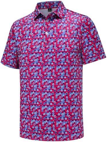Men's Golf Polo Shirts Short Sleeve Performance Moisture Wicking Dry Fit Funny Golf Polo Shirts for Men, Size M