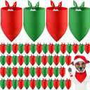48 Pcs Green & Red Dog Bandanas - DIY Sublimation Blank Scarf for Heat Transfer, Personalized Pet Triangle Bib, Valentine's St. Patrick's Costume & Photo Props for Pet Owners, Groomers & Shops