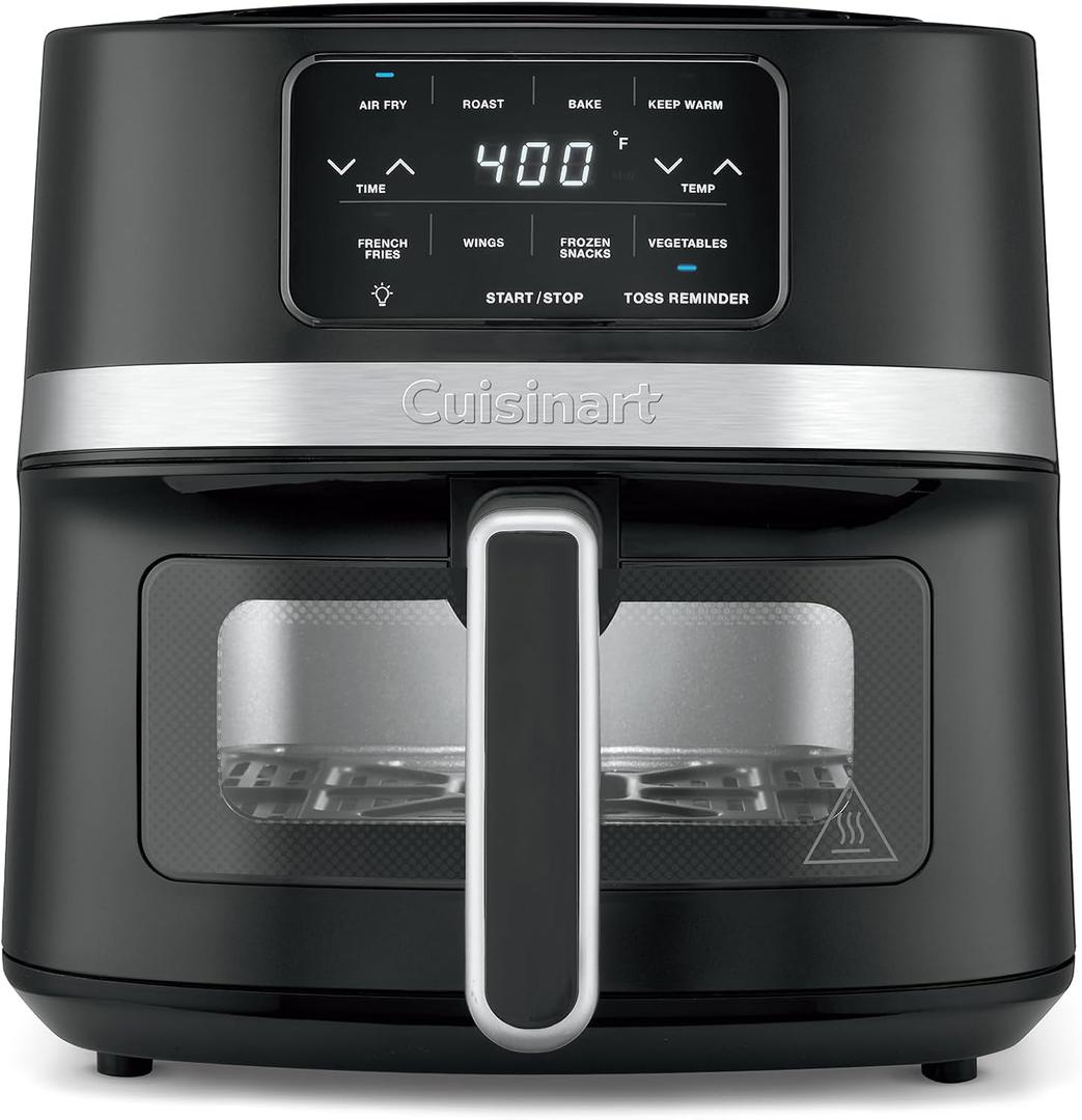 Cuisinart Air Fryer, 4.5-Quart Basket Fryer with 4 Cooking Functions to Air Fry, Roast, Bake, and Keep Warm, 4 Airfryer Presets, Dishwasher-Safe Parts, AIR-160NAS, Stainless Steel & Black, 4.5 Qt. Window